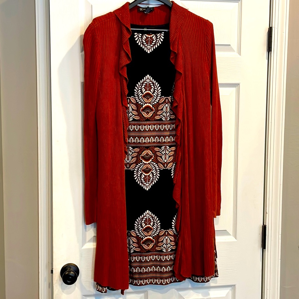 INC Dress (size 12) with Coordinating Cardigan (size Large)